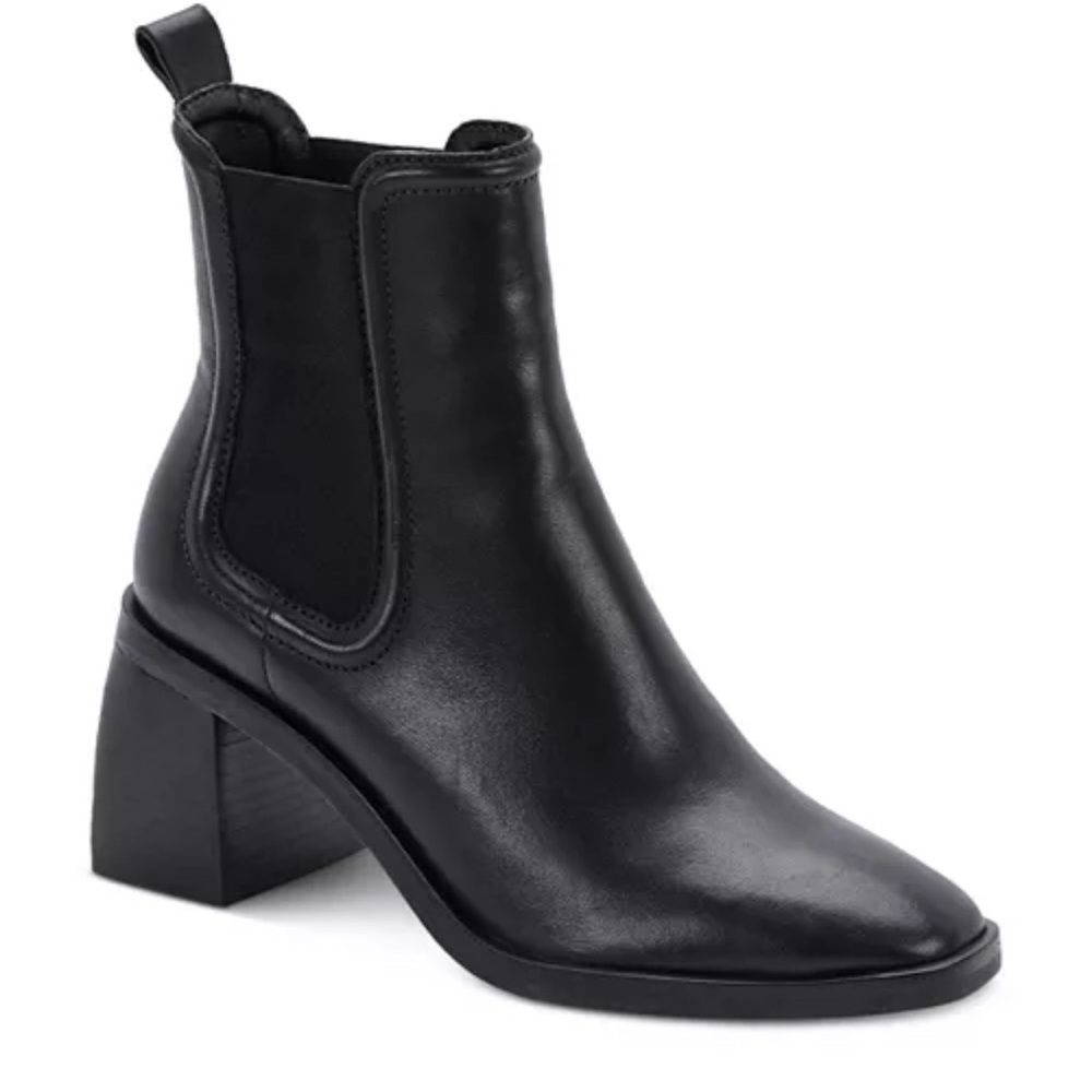 Dolce Vita Iliana Leather Pull-On Booties | Block Heel Ankle Boots | Size 8.5